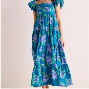 Peach Love California Teal Floral Maxi Dress